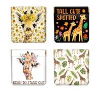 Peacoblue 4Pcs Small Leather Squeeze Coin Purse for Women-Cute Giraffe Pattern Waterproof & Durable Change Pouch Mini Money Wallet,Best Gift for Adult