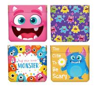Peacoblue 4Pcs Small Leather Squeeze Coin Purse for Women-Cute Monster Style Pattern Waterproof & Durable Snap Closure Change Pouch Mini Money Wallet Bag for Adult Teen Girls Best Gift