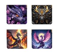 Peacoblue 4Pcs Small Leather Squeeze Coin Purse for Women, Dragon, 4.33"x4.72"