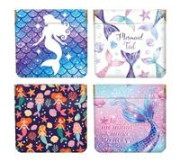 Peacoblue 4Pcs Small Leather Squeeze Coin Purse for Women-Dreamy Mermaid Under The Sea Pattern Waterproof & Durable Snap Closure Change Pouch Mini Money Wallet Bag for Adult Teen Girls Best Gift