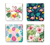 Peacoblue 4Pcs Small Leather Squeeze Coin Purse for Women-Flamingo and Leaves Pattern Waterproof & Durable Change Pouch Mini Money Wallet,Best Gift for Adult