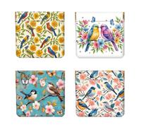 Peacoblue 4Pcs Small Leather Squeeze Coin Purse for Women-Flower Branch and Bird Pattern Waterproof & Durable Change Pouch Mini Money Wallet,Best Gift for Adult