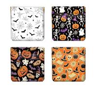 Peacoblue 4Pcs Small Leather Squeeze Coin Purse for Women-Halloween Elements Pattern Waterproof & Durable Change Pouch Mini Money Wallet,Best Gift for Adult