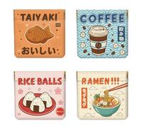 Peacoblue 4Pcs Small Leather Squeeze Coin Purse for Women, Japanese Style, 4.33"x4.72", Japanese Style