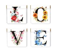 Peacoblue 4Pcs Small Leather Squeeze Coin Purse for Women-Love Flower Letters Pattern Waterproof & Durable Change Pouch Mini Money Wallet,Best Gift for Adult