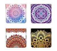 Peacoblue 4Pcs Small Leather Squeeze Coin Purse for Women, Mandala Patterns, 4.33"x4.72"