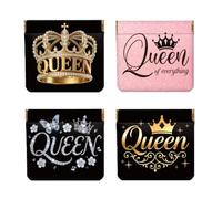 Peacoblue 4Pcs Small Leather Squeeze Coin Purse for Women-Queen with Gold Crown Pattern Waterproof & Durable Change Pouch Mini Money Wallet,Best Gift for Adult