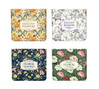Peacoblue 4Pcs Small Leather Squeeze Coin Purse for Women-Retro Floral with Text Pattern Waterproof & Durable Change Pouch Mini Money Wallet,Best Gift for Adult