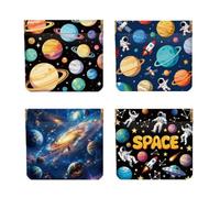 Peacoblue 4Pcs Small Leather Squeeze Coin Purse for Women, Space Planet, 4.33"x4.72", Space Planet