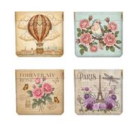 Peacoblue 4Pcs Small Leather Squeeze Coin Purse for Women-Vintage Distressed Patterns Pattern Waterproof & Durable Change Pouch Mini Money Wallet,Best Gift for Adult