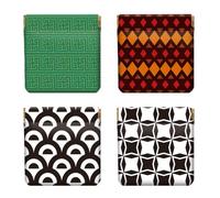 Peacoblue 4PCS Small Leather Squeeze Coin Purse Mini Money Wallet, Best Gift, Geometric Patterns, 4.33"x4.72"
