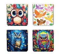 Peacoblue 4PCS Small Leather Squeeze Coin Purse Mini Money Wallet, Waterproof&Durable Change Pouch Mini Money Wallet,Best Gift for Adult Girls, Colorful Owls, 4.33"x4.72", Colorful Owls