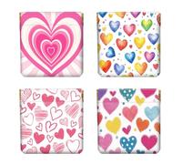 Peacoblue 4PCS Small Leather Squeeze Coin Purse Mini Money Wallet, Waterproof&Durable Change Pouch Mini Money Wallet,Best Gift for Adult Girls, cute love heart, 4.33"x4.72", Cute Love Heart