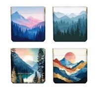 Peacoblue 4PCS Small Leather Squeeze Coin Purse Mini Money Wallet, Waterproof&Durable Change Pouch Mini Money Wallet,Best Gift for Adult Girls, Simple Scenery, 4.33"x4.72", Simple Scenery