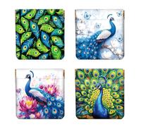 Peacoblue 4PCS Small Leather Squeeze Coin Purse Mini Money Wallet, Waterproof&Durable Change Pouch Mini Money Wallet,Best Gift for Adult Girls, Peacock, 4.33"x4.72"