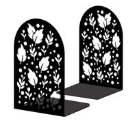 Peacoblue 5.3"x4.3"x7.9" Metal Bookends, Heavy Duty Book Ends for Shelves | Leaf Nature Silhouettes Theme Cast Iron Book Supports, 1 Pair Decor Stoppers for Desk, Library, Office & Home Shelves