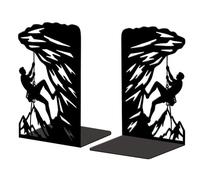 Peacoblue 5.3"x4.3"x7.9" Metal Bookends, Heavy Duty Book Ends for Shelves | Rock Climbing Theme Cast Iron Book Supports, 1 Pair Decor Stoppers for Desk, Library, Office & Home Shelves