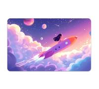 Peacoblue Bank Card Sticker Girl and Rocket Credit Debit Card Custom Skin Cover Protector, 4 Styles Scratch-Proof Attractive Decal for Most Popular EBT Transportation Key Card