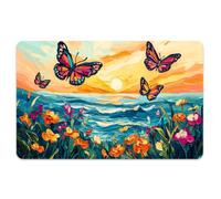 Peacoblue Bank Card Sticker Oil Painting Butterfly and Flower with River Credit Debit Card Custom Skin Cover Protector, 4 Styles Scratch-Proof Decal for Most Popular EBT Transportation Key Card
