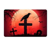Peacoblue Bank Card Sticker Vermillion Night with Crow and Grave Credit Debit Card Custom Skin Cover Protector, 4 Styles Scratch-Proof Attractive Decal for Most Popular EBT Transportation Key Card