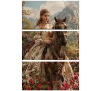 Peacoblue Baroque Rub on Transfers for Crafts 3Pcs Beautiful Princess and Horse 15cmx30cm, UV DTF Waterproof Border Furniture Transfer for Chest of Drawer Dresser Glass Porcelain Wood Plastic