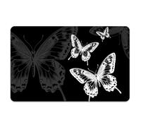 Peacoblue Black and White Butterfly Card Sticker, 4 Pack Vinyl Rectangular Sheet, Minimalist Nature Design, Waterproof Scratch-Proof, EBT/Transportation Card Skin Cover