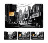 Peacoblue Black and White Street Card Sticker, 4 Styles Waterproof Scratch-Proof Custom Skin Cover Protector for Most Popular EBT Transportation Key Card