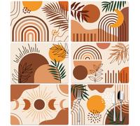 Peacoblue Boho Leaf Placemats Placemats Set of 6,12"x17" Waterproof Washable Table Place Mats for Indoor Outdoor Farmhouse Party Kitchen Dining Table Decoration