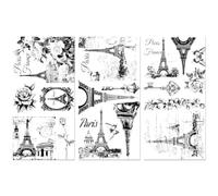 Peacoblue Calligraphy Rub on Transfers for Crafts 3Pcs Vintage Tower 15cmx30cm, UV DTF Waterproof Black Furniture Transfer for Chest of Drawer Dresser Glass Porcelain Wood Plastic