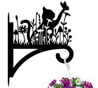 peacoblue Cat and Flowers Plant Hanger Bracket, Iron Outdoor Hanging Hook