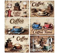 Peacoblue Coasters Set Of 6 Placemats Heat Resistant Mat for Table Vintage Coffee Placemats Set Of 6,43x30cm Waterproof Washable Table Place Mats for Indoor Outdoor Farmhouse Party Home Decoration