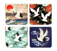 Peacoblue Crane Coin Purse,PU Leather Squeeze Pouch 4PCS