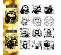 Peacoblue Cute Sloth Silhouette Cutouts for Jars, Window, Glass, Wall, Wishing Bottle Decor(No Stickers), 12Pcs Reusable Silhouette for Lantern DIY Craft Kit Jar Decals Art Mural Party Garden Home