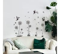 Peacoblue Dandelion and Fairy Wall Stickers Decals Decor Removable Peel and Stick, 3 Sheets 38cm×60cm Vinyl 3D Wall Murals for Bedroom Living Sewing Room Nursery Bathroom Classroom Playroom Home