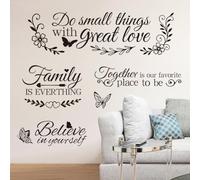 Peacoblue Family Inspirational Slogan Wall Stickers Decals Decor Removable Peel and Stick, 2 Sheets 30cm×96cm Vinyl 3D Wall Murals for Bedroom Living Sewing Room Bathroom Classroom Playroom Home
