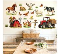 Peacoblue Farm Animal Wall Stickers Decals Decor Removable Peel and Stick, 2 Sheets 30x 96CM Vinyl Wall Murals for Bedroom Living Sewing Room Bathroom Classroom