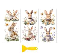 Peacoblue Flowers and Rabbits Rub On Transfers for Furniture Craft 6"x12"