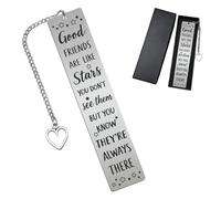Peacoblue Friendship Words Metal Bookmarks for Book Lovers Reading Women Men Firends Bookish Bookworms, Inspirational Book Mark Gift with Charm for Christmas Birthday Graduation