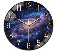 peacoblue Galaxy Stars Wall Clocks Battery Operated, 12" Round Clock