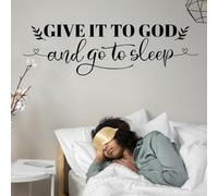 Peacoblue give it to god and go to Sleep Wall Stickers Decals Decor Removable Peel and Stick, 1 Sheets 30x96cm Vinyl 3D Wall Murals for Bedroom Living Sewing Room Bathroom Classroom