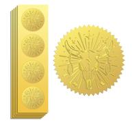 Peacoblue Gold Foil Sticker Seal Embossed Bull Skull 2 Inch 100Pcs, Self Adhesive Golden Around Embossing Decals for Invitation Certificate Envelope Seal Gift Card Decoration