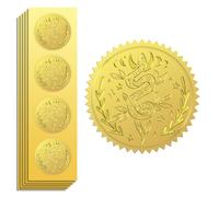 Peacoblue Gold Foil Sticker Seal Embossed Snake and Moon 5cm 100Pcs, Self Adhesive Gold Around Embossing Sticker for Invitation Certificate Envelope Seal Gift Card Decoration