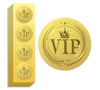 Peacoblue Gold Foil Stickers Seal Official VIP Embossing 5cm Pack of 100 Self Adhesive Gold All-Round Embossed Stickers for VIP Customer Gifts Invitation Card Decoration