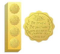 Peacoblue Gold Foil Stickers Seals Embossed Be Brave Be Fearless 5cm 100Pcs, Self Adhesive Gold Around Embossing Sticker for Christian Envelope Seals Gift Card Thanksgiving Christmas Decor