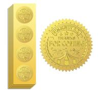 Peacoblue Gold Foil Stickers Seals Embossed Carnival and Thanks for Coming 5cm 100Pcs for Gift Present Card Decor, Envelop Seals, Party Invitation, Self Adhesive Gold Around Embossing Stickers