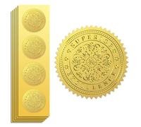 Peacoblue Gold Stickers - Official Embossed Excellent 5cm Pack of 100 Self Adhesive Gold Foil Stickers for Certificates, Awards, Envelopes, Praise
