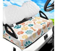 peacoblue Golf Cart Seat Covers Towel Dog Paw Print with Bone 100% Microfiber 51"x31" Golf Cart Seat Blanket Cushions Universal Fit for Club Car EZGO Yamaha Precedent 2-Seat Golf Carts