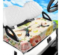 peacoblue Golf Cart Seat Covers Towel Hummingbird with Flowers 100% Microfiber 51"x31" Golf Cart Seat Blanket Cushions Universal Fit for Club Car EZGO Yamaha Precedent 2-Seat Golf Carts