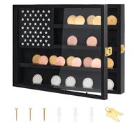 peacoblue Handmade Wooden Challenge Coin Display Holder 16.9"x12"Collections Coins Wall Stand with Credit Card Holder Wallet Features for Patriotic Decor
