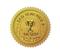 Peacoblue Head Teacher Award Gold Seal Stickers, Embossed Foil Seals